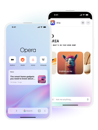 Opera 官方 iOS 页面手机展示图